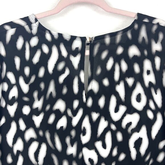 Bold Elements Wrap style Blouse Womens SZ XL Long sleeve Black White Boho Chic - Picture 8 of 16